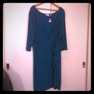 30/32W Plus Size BlueGreen / Teal Avenue Dress